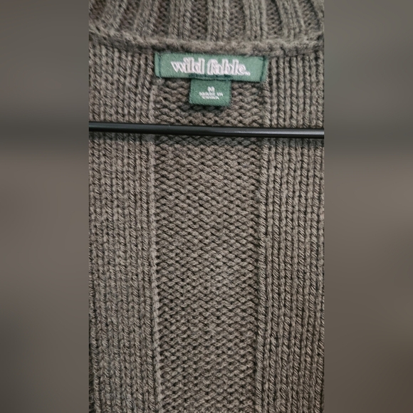 Olive Ribbed Knit Cardigan Womens Size M Dark Academia Scandi Chic Goth Grunge - Picture 5 of 6